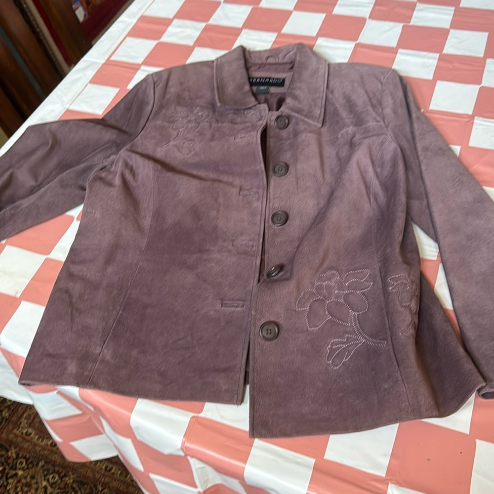 Bernardo leather jacket Size L purple